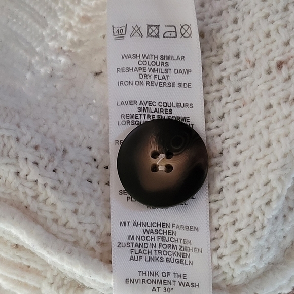 ASOS Aran Chunky Knit Button Front Cardigan Speckles Ivory Size 2 - Picture 7 of 7